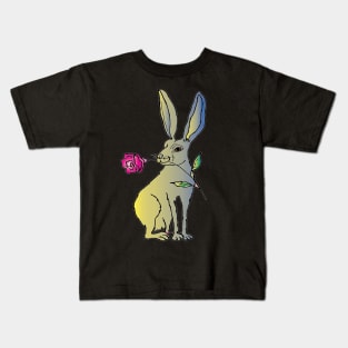 easter bunny with a rose Kids T-Shirt